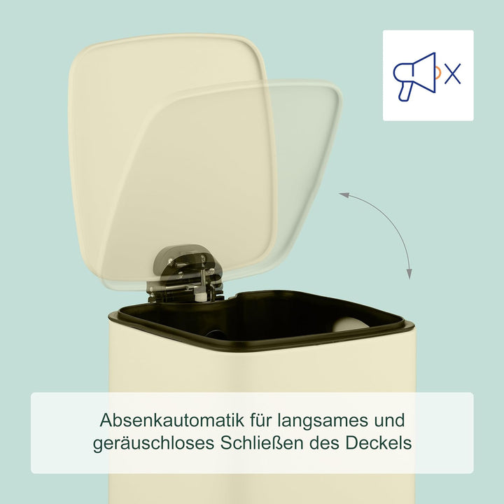 elaxdays Kosmetikeimer, 8 L, Absenkautomatik, entnehmbarer Inneneimer, Metall, Bad Mülleimer, inkl.