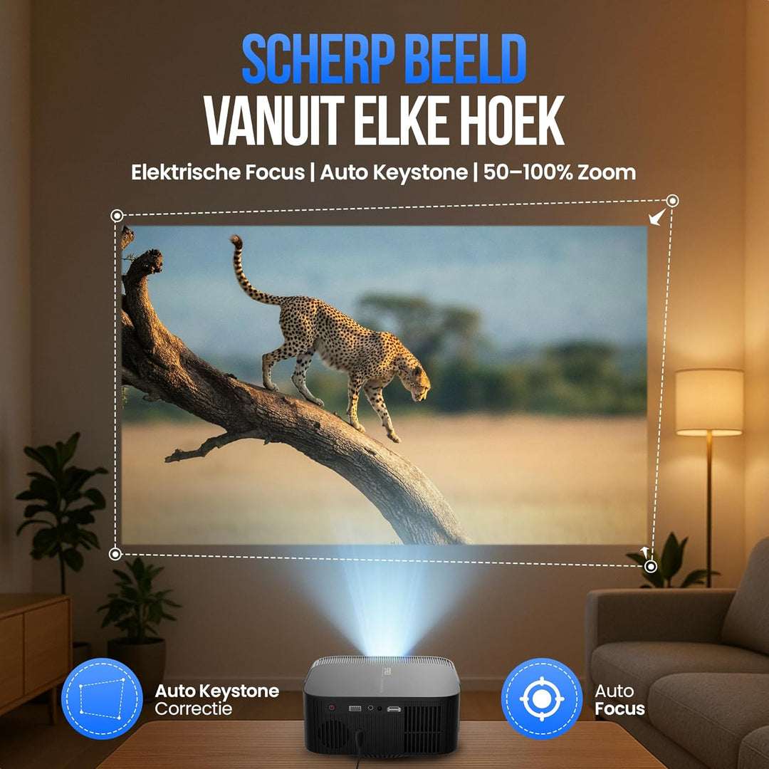 Strex Beamer - Smart 1080P Full HD Projektor - 4K Unterstützung - WiFi & Bluetooth - Eingebaute Laut