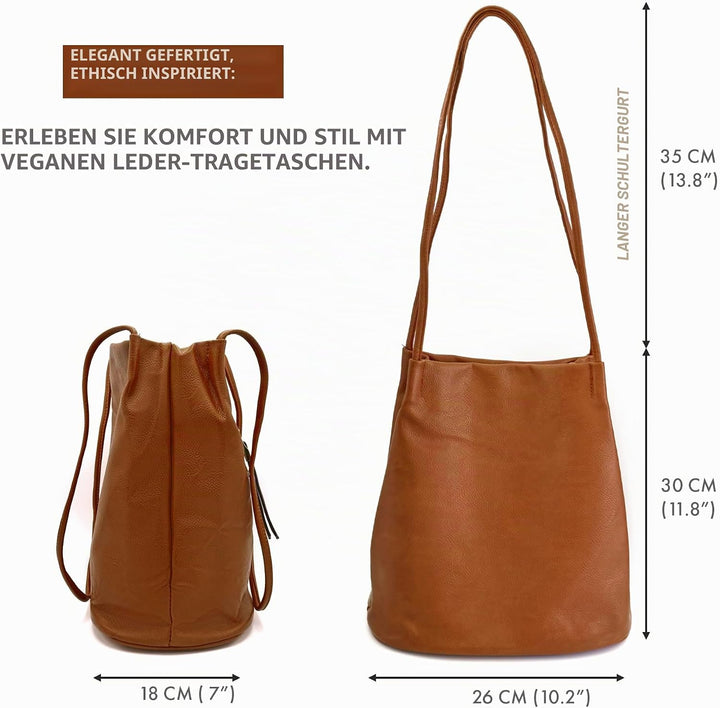 Woodland Leathers Damen-Handtasche aus veganem Leder, mittelgross, elegante schwarze Handtasche mit