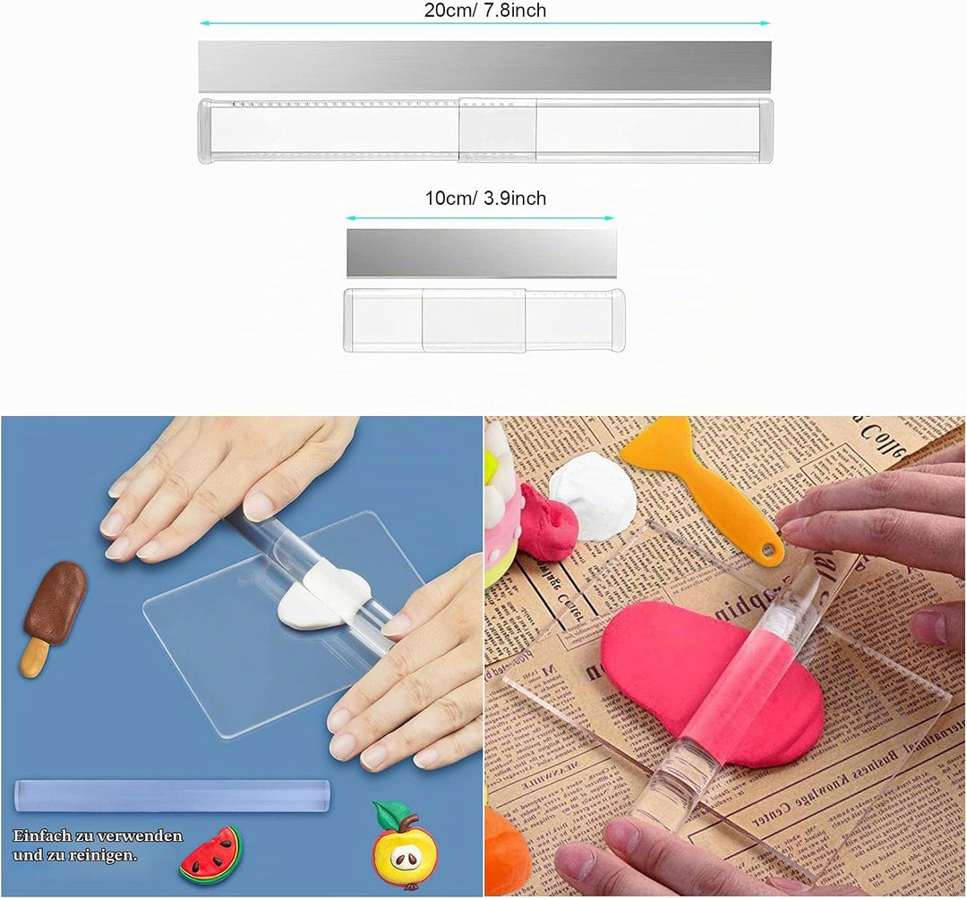 Allazone 25 Stück Polymer Clay Tools Set Modellierwerkzeug Set, Acryl Ton Roller mit Acrylplatten Tr