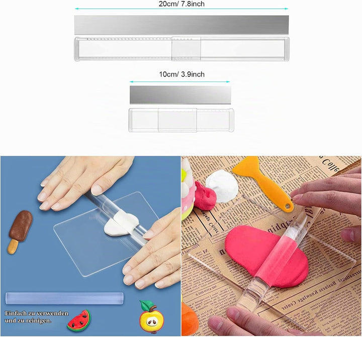 Allazone 25 Stück Polymer Clay Tools Set Modellierwerkzeug Set, Acryl Ton Roller mit Acrylplatten Tr
