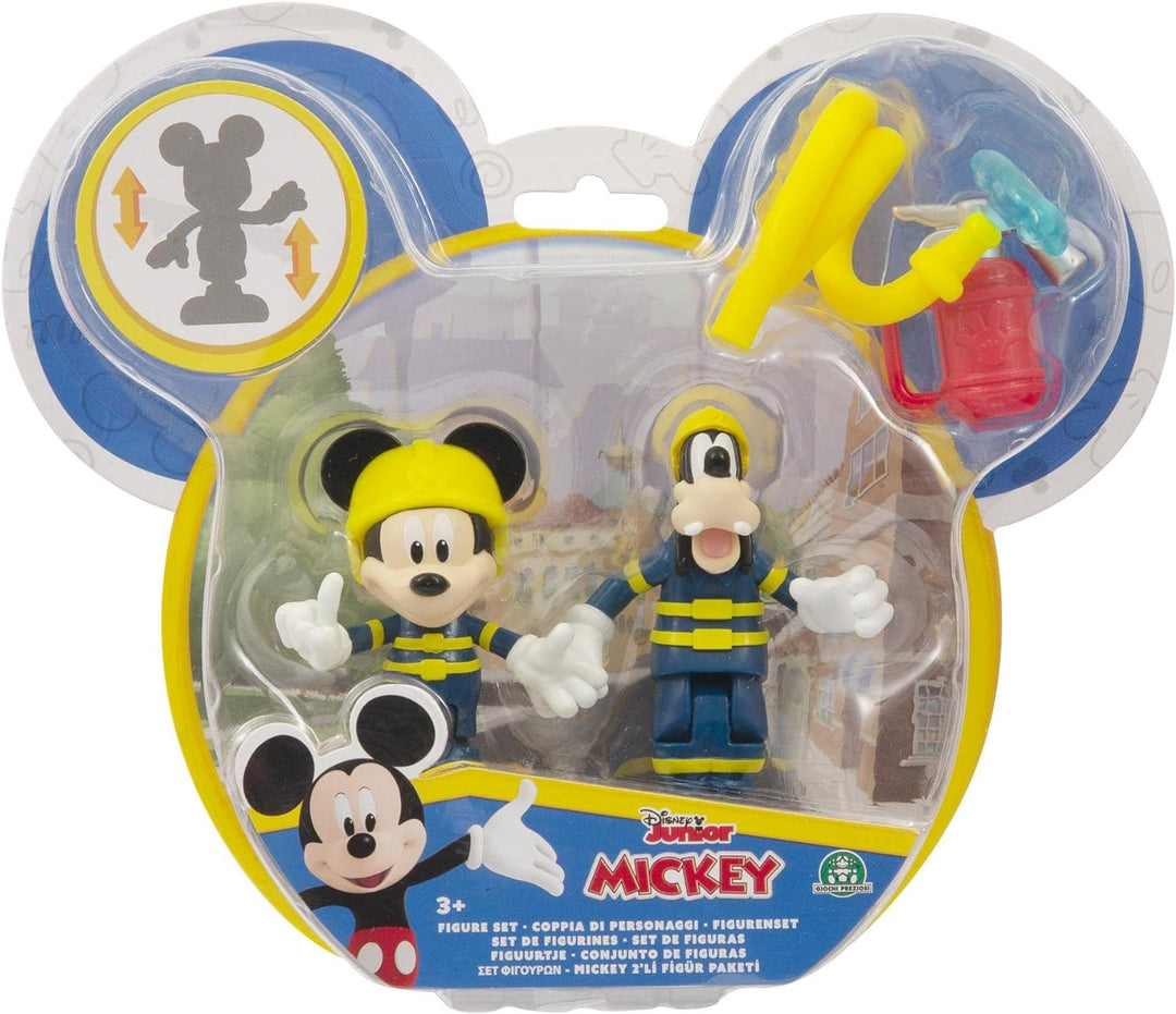 Mickey, 2 Figuren mit Gelenken, 7,5 cm, mit Zubehör, Feuerwehr Spielzeug für Kinder ab 3 Jahren, McC