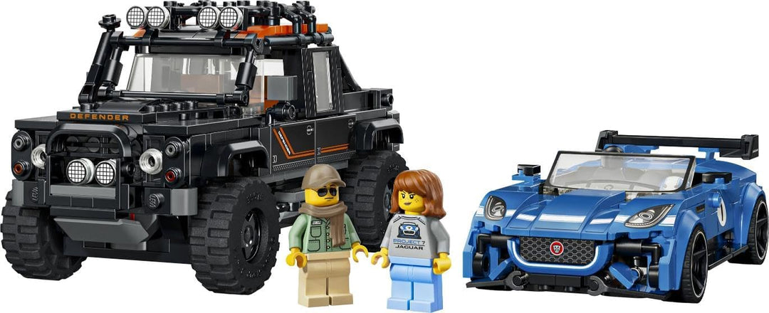 LEGO Speed Champions Jaguar Project 7 &amp; Land Rover Defender - Bauset mit 2 Spielzeugautos und 2 Mini