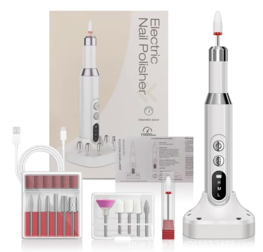 Elektrischer Nagelfräser Kabellos, 45000 U/min Professionelles Nagelfeile Set für Gelnägel &amp; Acrylnä