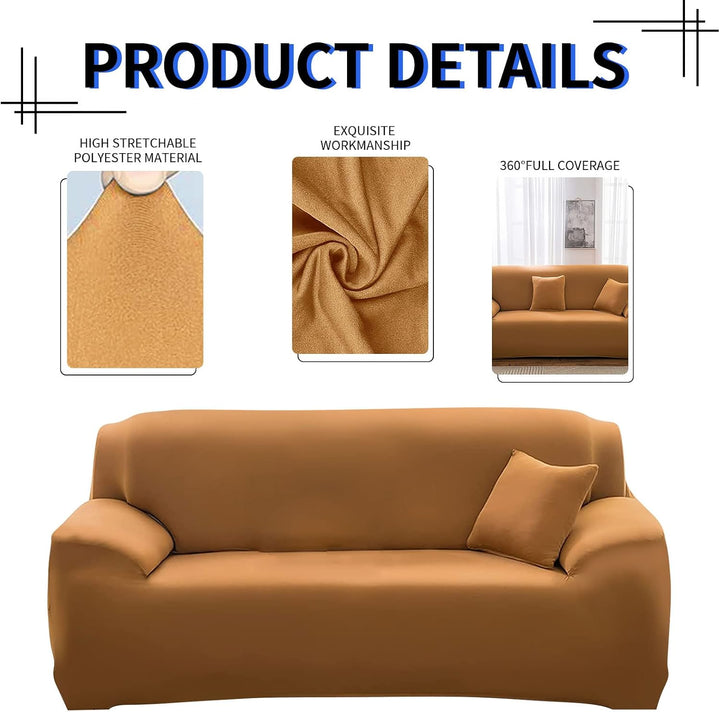Lydevo Sofabezug 1 Sitzer Stretch Sofahusse Elastischer Sofabezug Spandex Sofa Überzug mit 3 Kissenb