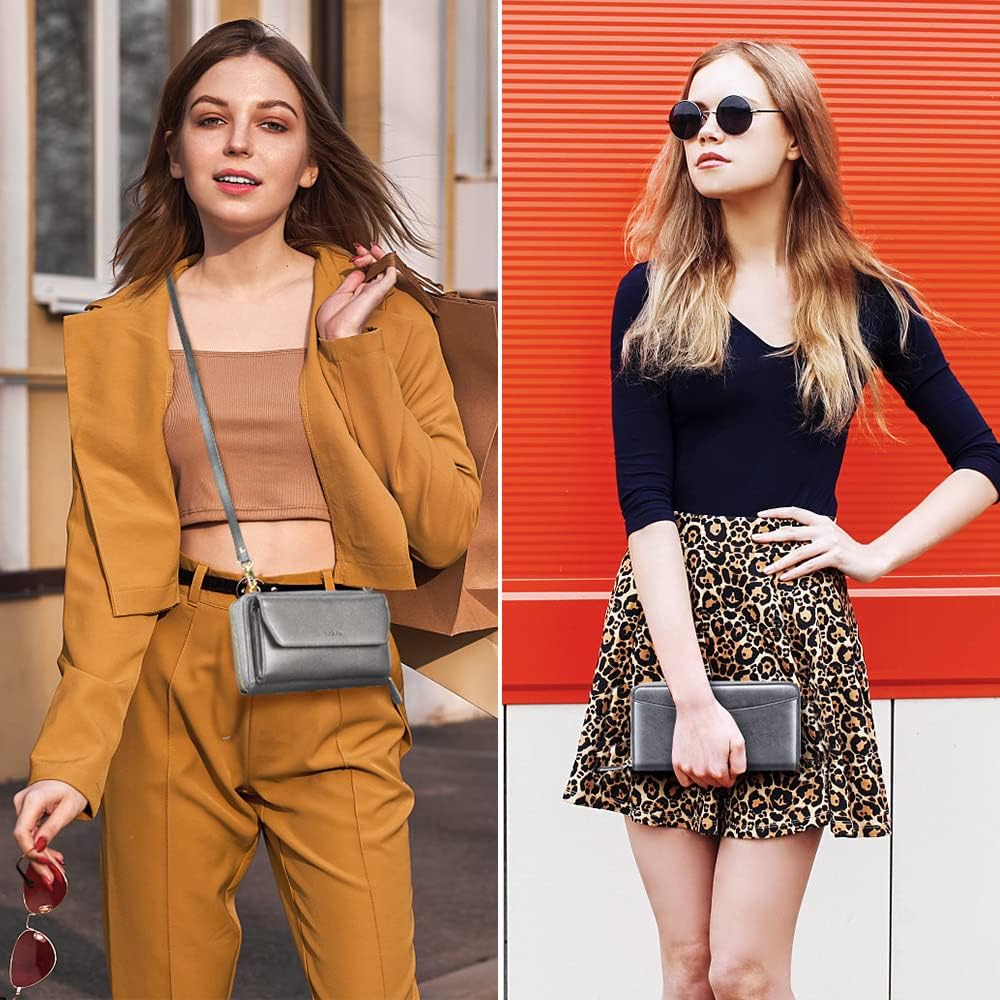 nuoku Geldbörse Damen mit RFID, Kleine Portemonnaie Damen mit Kreditkarten Etuis, Handytasche zum Um