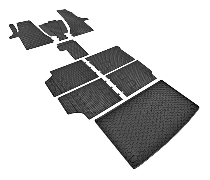 Z4L Gummifussmatten und Kofferraumwanne EIN Set geeignet für VW T6.1 Transporter/Caravelle 8 Sitze 2