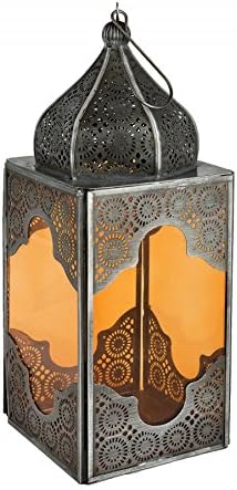 Orientalische Laterne aus Metall & Glas Sarala klein orange 28cm | orientalisches Windlicht | Marokk