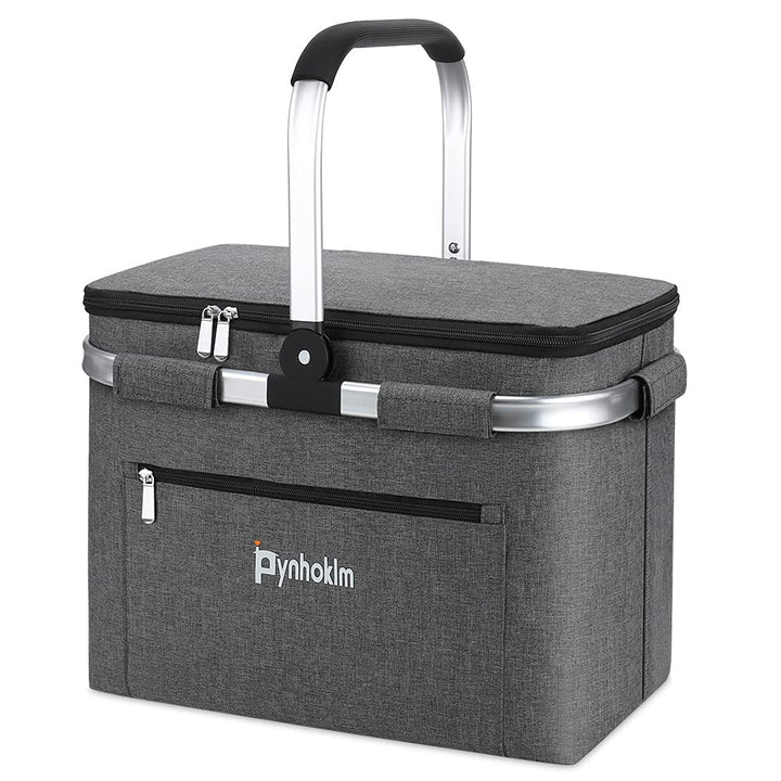 Pynhoklm®30L Einkaufskorb mit Kühlfunktion Tragekorb Faltbar Picknickkorb mit Deckel Klappkorb Therm