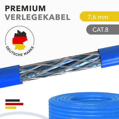 10m Cat 8 Verlegekabel + 4x RJ45 Stecker Werkzeuglos CAT8 Kabel Installationskabel Lan CAT8.1 Ethern