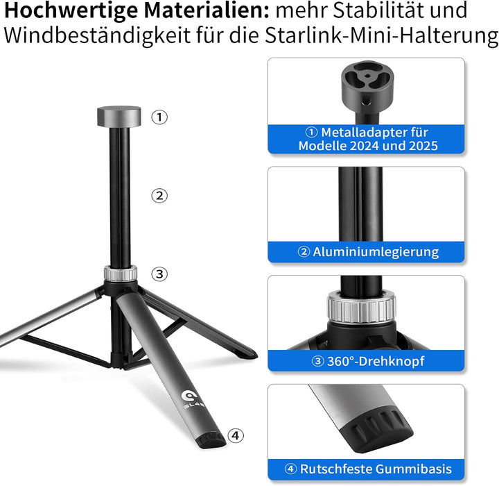 Selens Starlink Mini Stativ mit Adapter, Alu Höhenverstellbar für Camping