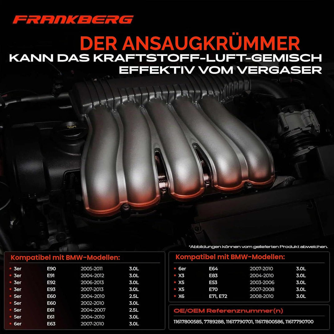 Frankberg Ansaugbrücke Saugrohrmodul Kompatibel mit 3er E90 E91 E92 E93 5er E60 E61 6er E63 E64 X3 E