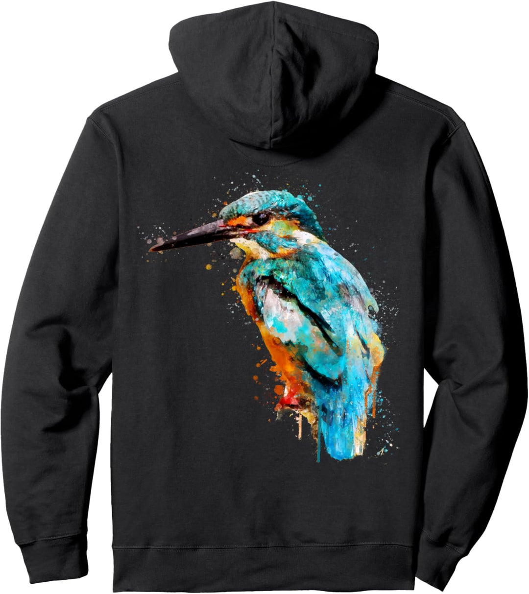Eisvogel Vogel Aquarell TierKünstlerische Malerei Pullover Hoodie