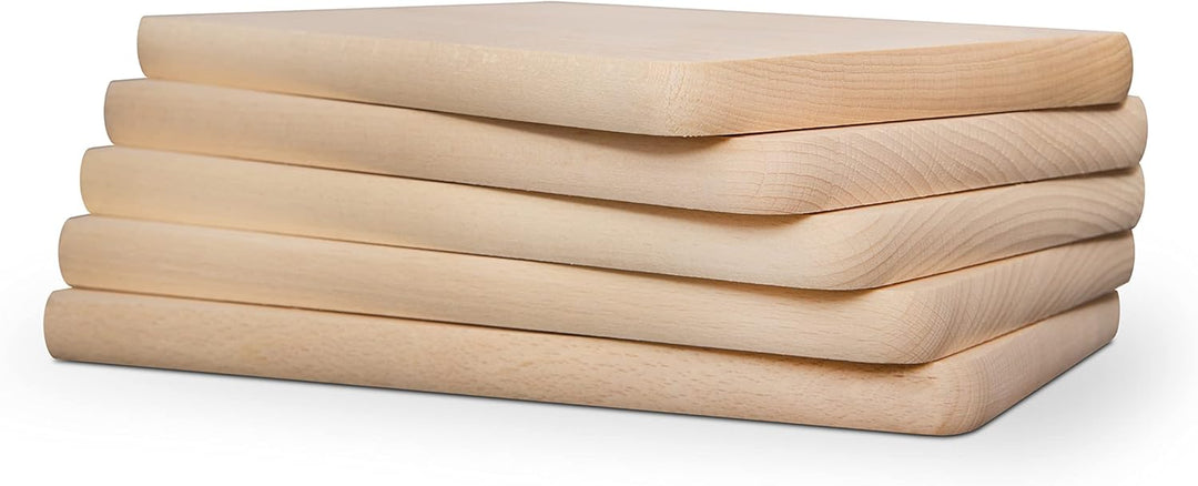 Frühstücksbrettchen Holz - Natur Buche unbehandelt - 5 x Holzbrettchen - Küchenbrett Brot Küchenuten