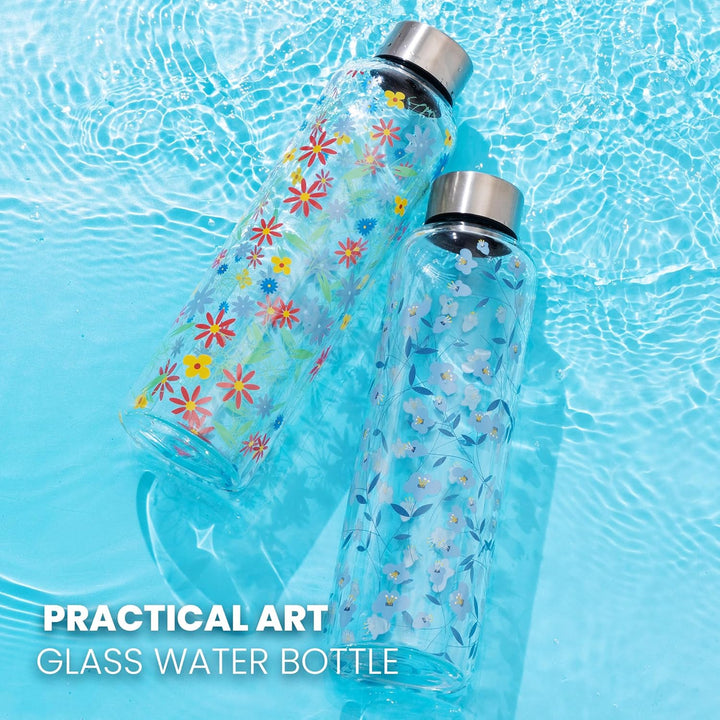 1 liter Glasflasche Trinkflasche Glas Sport Borosilikat Glass Bottle Wasser Flasche mit Neopren-Hüll
