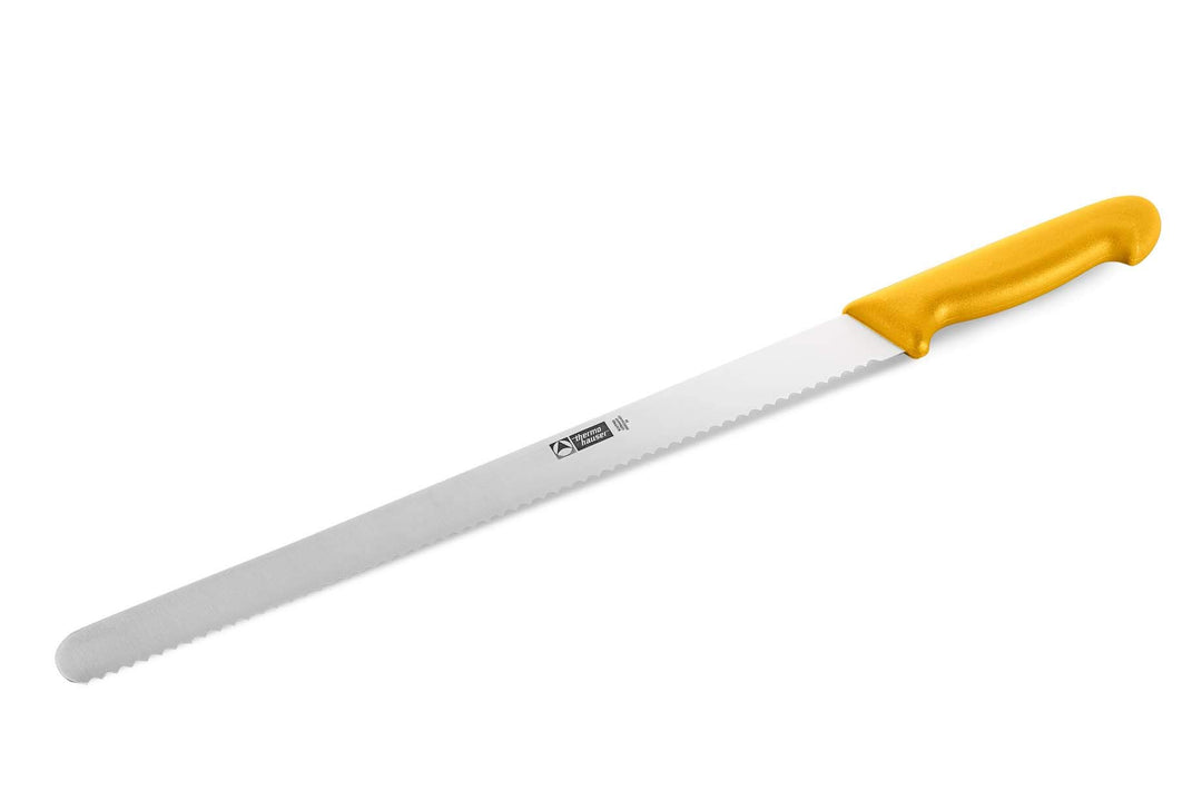 thermohauser Konditormesser (Stahl, rostfrei), einseitiger Wellenschliff, mit gelbem Kunststoffgriff