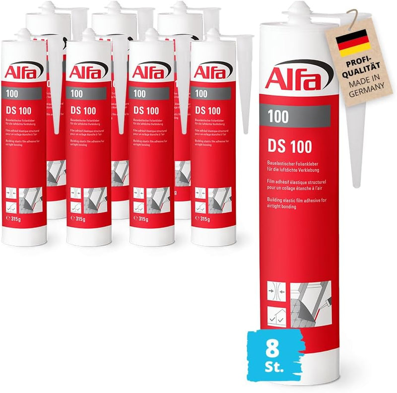 8x Alfa Folienkleber bauelastisch 315 Gramm Profi-Qualität Kartusche Dampfbremsfolien und Fensterans
