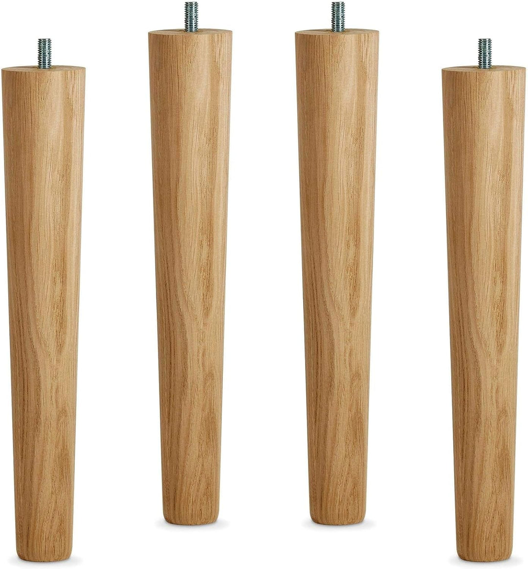 4er Set Tischbeine Eiche roh H 335 mm/Ø 60/40 mm mit Gewindestift M10 / Ideal für Möbel & Couch-Tisc