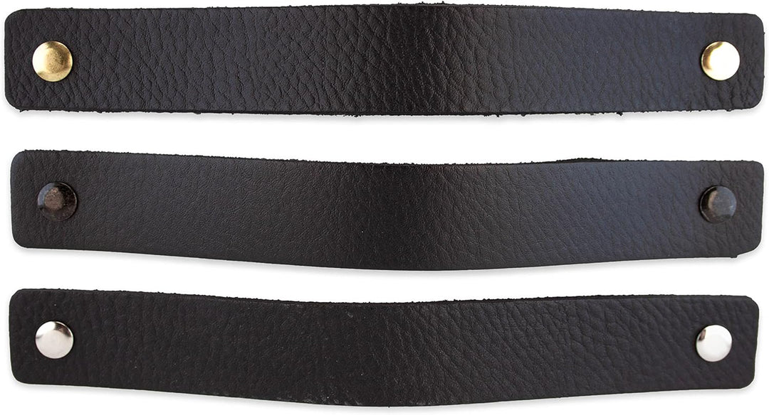Brute Strength - Ledergriffe für Möbel - Schwarz - 12 Stück - 20 x 2,5 cm - Schrankgriff, Türgriff f