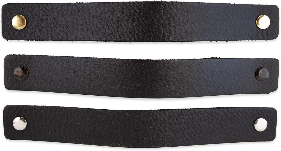 Brute Strength - Ledergriffe für Möbel - Schwarz - 4 Stück - 20 x 2,5 cm - Schrankgriff, Türgriff fü