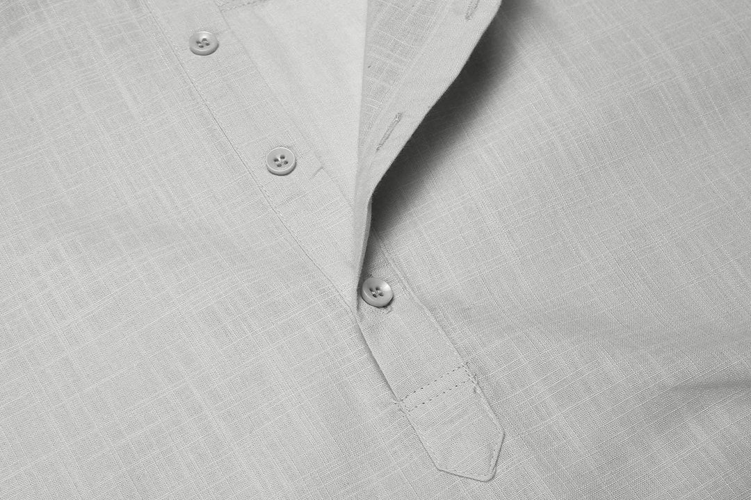 COOFANDY Herren Hemd Langarm Henley Shirt Leinenhemd Baumwolle Casual Regular Fit Sommerhemd Grau XL