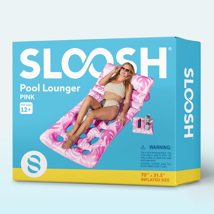 SLOOSH Wasser Pool Luftmatratze für Erwachsene, Aufblasbare Pool-Flösse mit Verstellbarer Rückenlehn