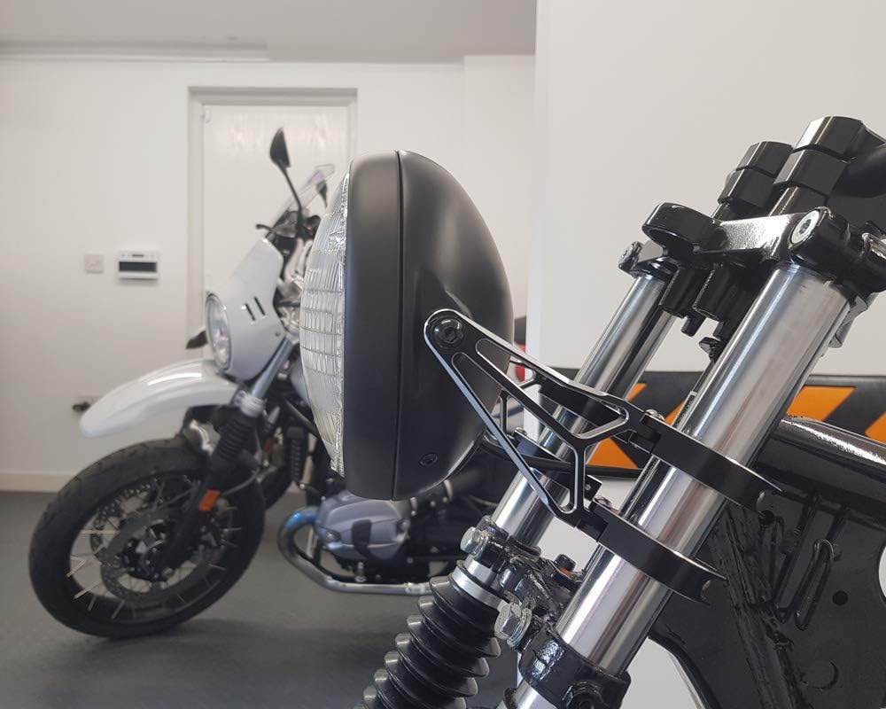 Motorrad 7.7" Scheinwerfer Mattschwarz 12V 55W für Cafe Racer & Scrambler - Schale