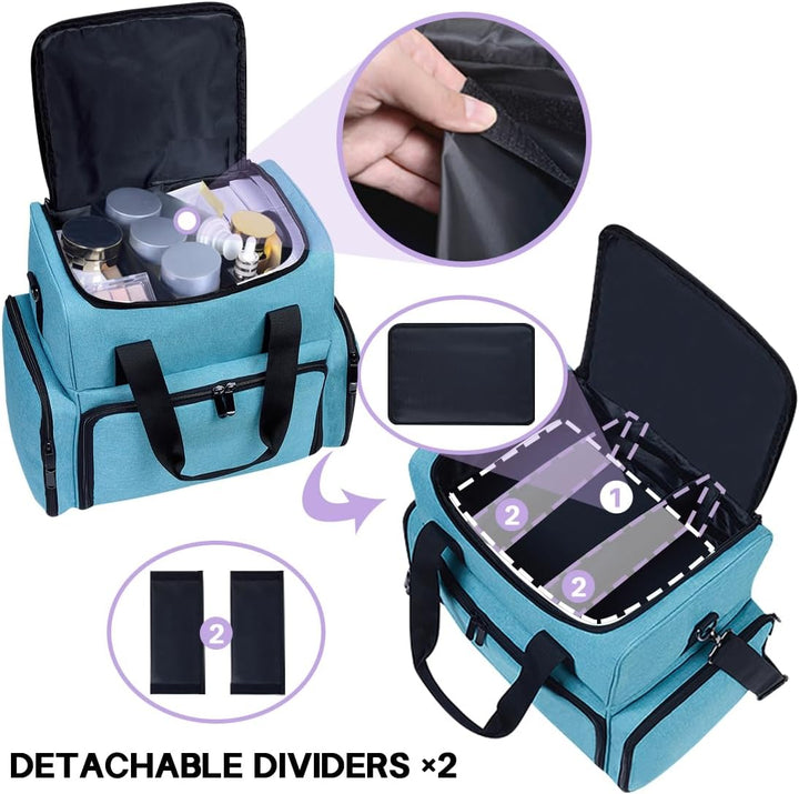 grosse Kosmetiktasche mit 4 abnehmbaren Gehäusen Doppelschicht Reiseveranstalter Make-up-Tasche mit