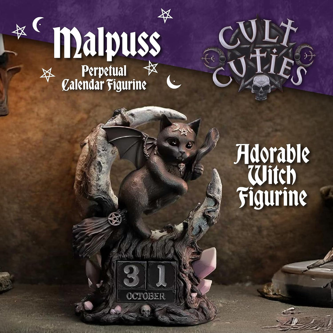 Nemesis Now Cult Cuties Malpuss Ewiger Kalender – handbemalter Gothic-Hexerei-Schreibtischkalender a