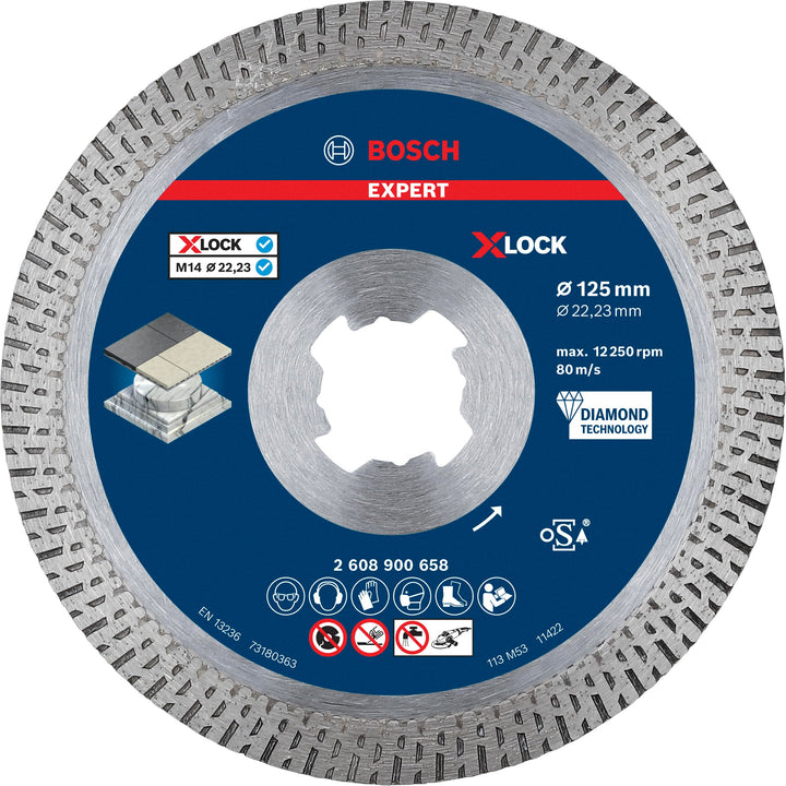 Bosch Professional 1x Expert HardCeramic X-LOCK Diamanttrennscheiben (für Harte Fliesen, Harter Stei