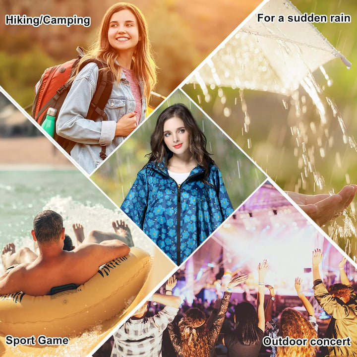 SOPPY Regenmantel für Frauen, Langer Regenponcho wasserdichte Regenbekleidung Regenjacke Winddichte