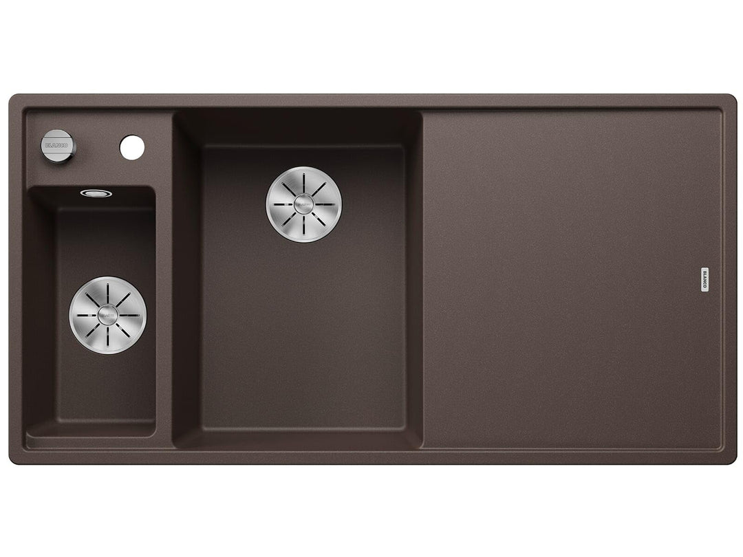 BLANCO AXIA III 6 S | SILGRANIT cafe | Einbauart: Einbau von Oben | Hauptbecken links | mit Glasschn