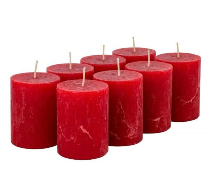 Rustikale Stumpenkerzen – Wachskerzen/Rustickerzen/Adventskerzen Weihnachten (Rubin Rot, Klein: Höhe