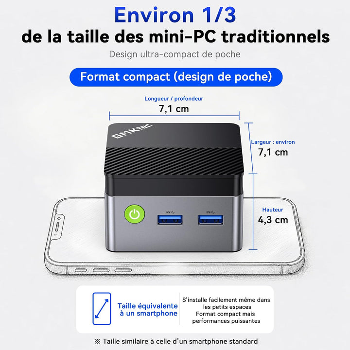 GMKtec G5S Mini-PC,Intel N5095 bis zu 3,6 GHz,8GB LPDDR4,128GB SSD, Dual-HDMI-4K-Display, Wi-Fi 6, B