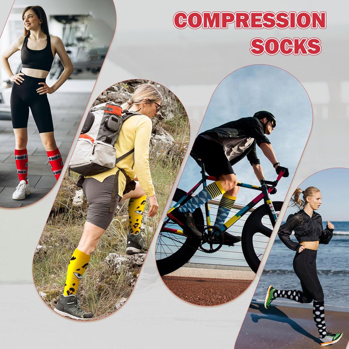 LEOSTEP Kompressionsstrümpfe für Männer und Frauen (6 Paar) – Kompressionssocken für Alltag, Reise,