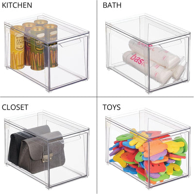 mDesign Aufbewahrungsbox mit Schublade – flache Schubladenbox aus Kunststoff zur Schuhaufbewahrung –