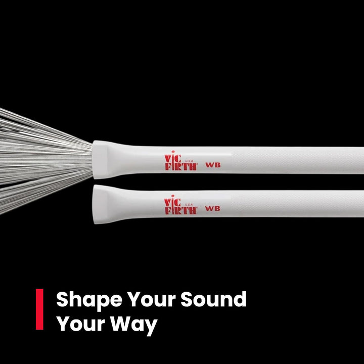 Vic Firth Retractable Wire Jazz Brushes - White Split Single, Split Single