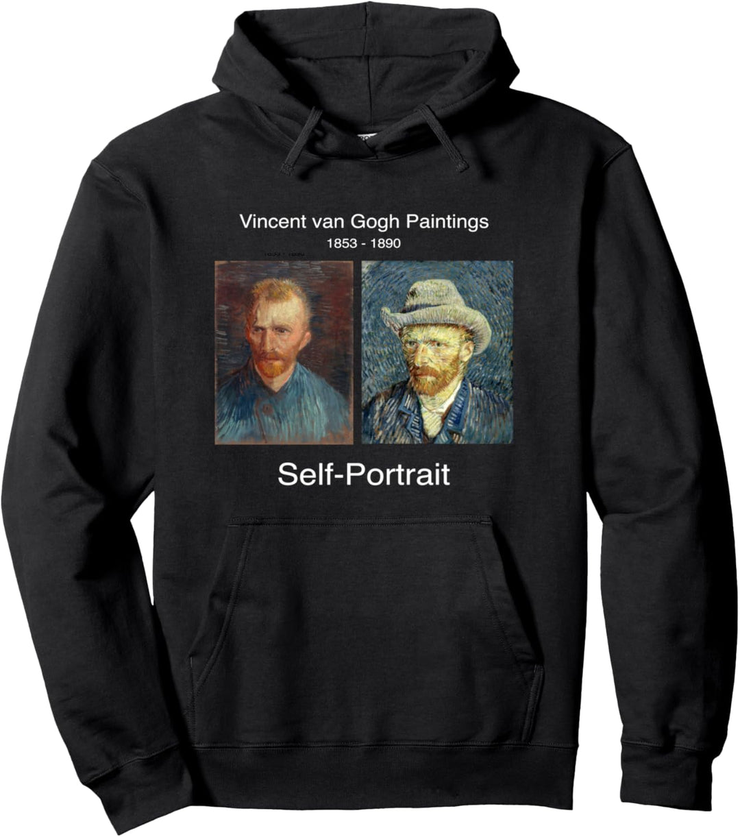 Retro Van Gogh Painting Art Self Portrait with Grey Felt Hat Pullover Hoodie