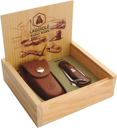 LAGUIOLE - Faltbares Marinemesser - Edelstahl, Pakka Holz - Geschenkbox - Multifunktionsmesser - Wir