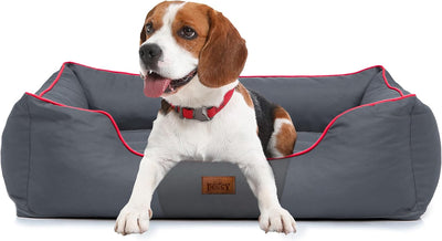 Hobbydog CORSCL12 Hundebett, Sofa, Korb Tierbett Comfort, Grösse XL, 82 x 62 cm, grau mit einem rote