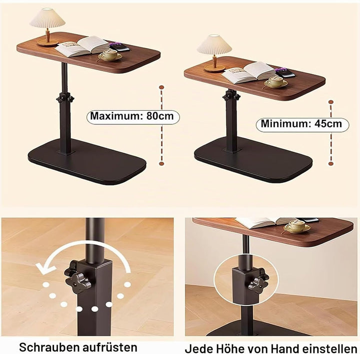 Beistelltisch Holz Klein Couchtisch Sofatisch: C Form Höhenverstellbar Couch Mobiler Kaffeetisch Kle