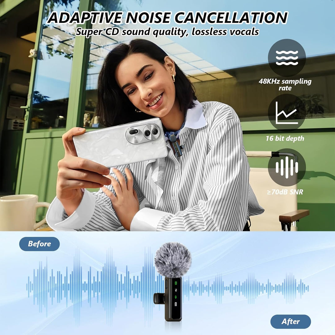 flintronic Kabelloses Lavalier Mikrofon für iPhone/iPad/Android, Lavalier Mikrofon Kabellos, Ansteck