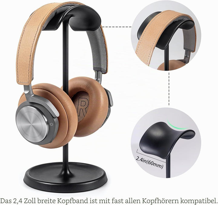 Kopfhörer Ständer, Gebogener Headset Halterung mit Ablagefach, Schwere Basis Gaming Kopfhörer Halter