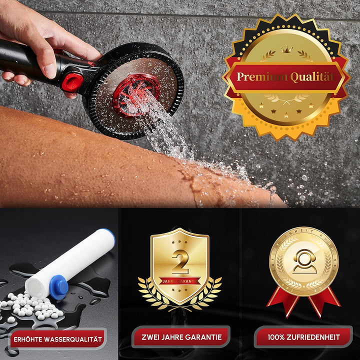 senstil® Double-Face Max Duschkopf mit Duschschlauch 1.6m | bis zu 60% wassersparende Handbrause | 3