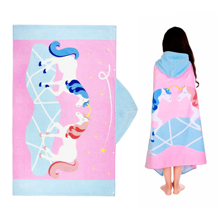 Badeponcho Kinder 100% Baumwolle Kinderhandtuch Poncho Kinder Badetuch Handtuch mit Kapuze Strandtüc
