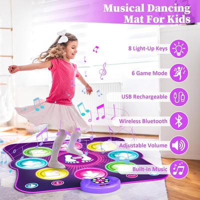 LEAPRCSTORE Tanzmatte Kinder Geschenke für Mädchen Alter 3 4 5 6 7 8 9 10 11 12+ Jahre, Musikmatte m