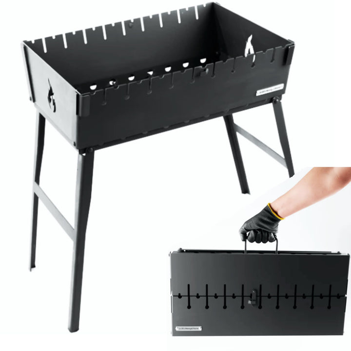 Grill-MANGAL 60 x 40 cm mit Tasche Gratis | 3 mm Warmgewalzter Stahl Tragbarer Holzkohlegrill im Kof