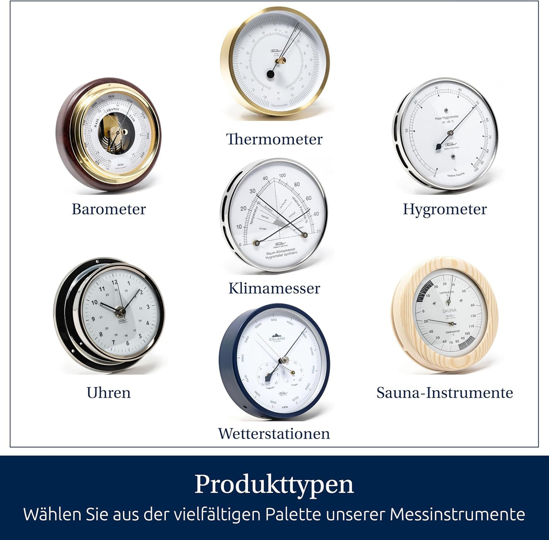 Fischer 192.01 - Sauna-Hygrometer synthetisch - 160mm Sauna-Luftfeuchtigkeitsmesser aus Edelstahl -