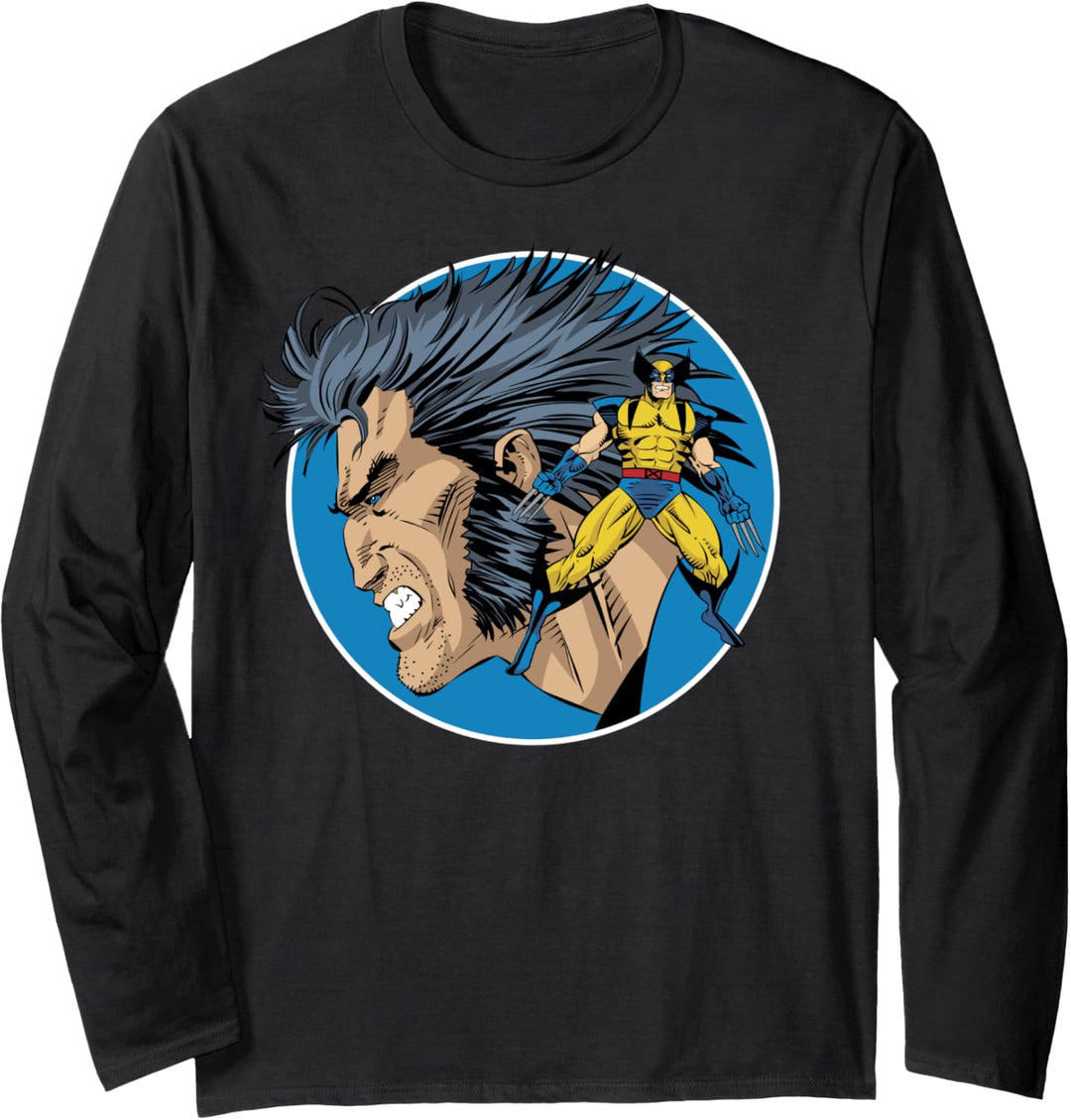 Marvel X-Men Wolverine Profile Circle Portrait Langarmshirt