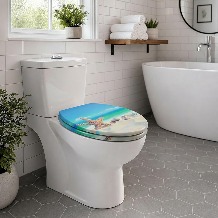 SINOBATH WC-Sitz Mit Absenkautomatik, Hochwertige Und Stabile Antibakterieller Toiletten, MDF Holzke